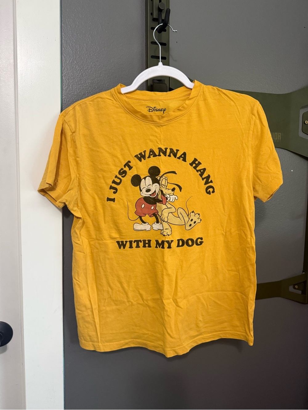 Disney Yellow Mickey & Pluto "I Just Wanna Hang With My Dog" Tee
